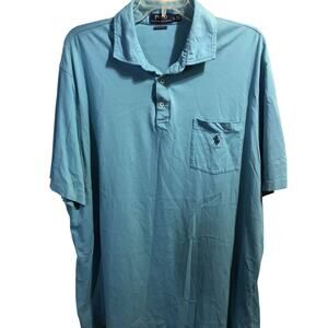 Ralph Lauren Polo Men’s XL Blue SS Classic 1/4 Button Pullover Cotton Polo Shirt